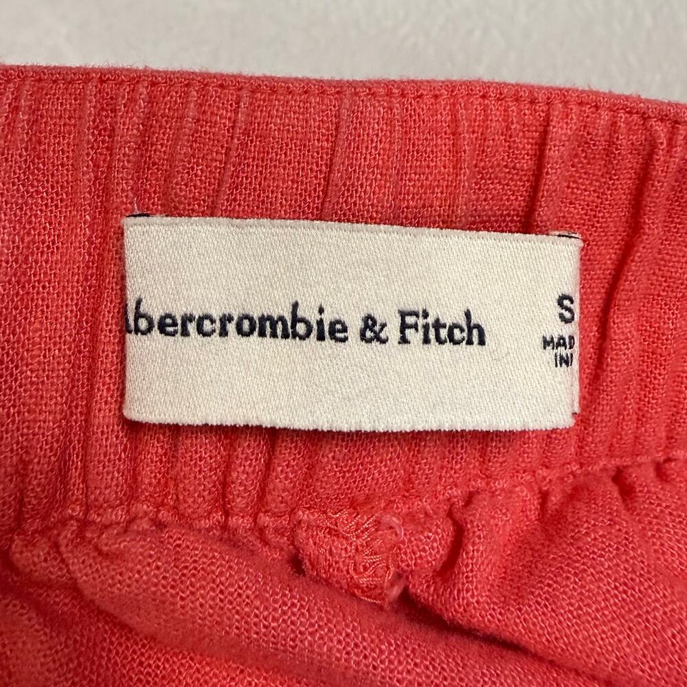 Abercrombie & Fitch Linen Blend Wide Leg Pull-On Pants Coral Size Small - Picture 3 of 4